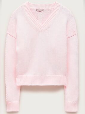J. Crew Cotton-blend V-neck pullover sweater - white rose